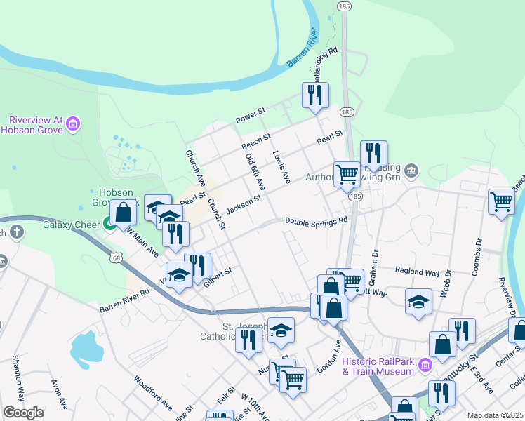 map of restaurants, bars, coffee shops, grocery stores, and more near 955 Raven Avenue in Bowling Green