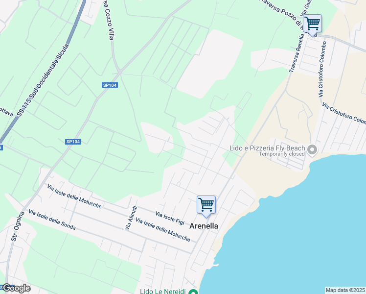 map of restaurants, bars, coffee shops, grocery stores, and more near 16 Via Isola Tasmania in Arenella