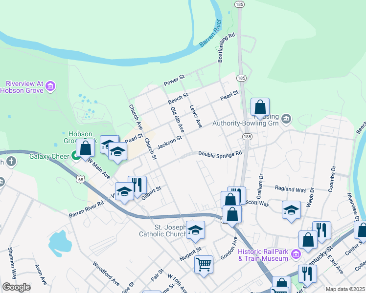 map of restaurants, bars, coffee shops, grocery stores, and more near 955 Raven Avenue in Bowling Green