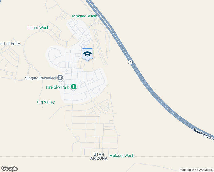 map of restaurants, bars, coffee shops, grocery stores, and more near Southern Parkway in St. George