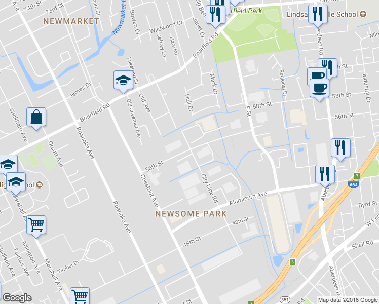 map of restaurants, bars, coffee shops, grocery stores, and more near in Hampton