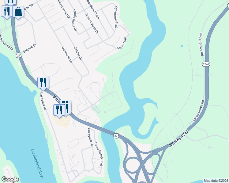 map of restaurants, bars, coffee shops, grocery stores, and more near 422 Lost Lodge Road in Somerset