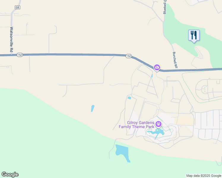 map of restaurants, bars, coffee shops, grocery stores, and more near 3440 Rancho Vista Court in Gilroy