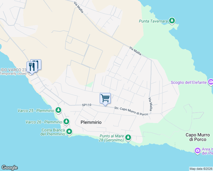 map of restaurants, bars, coffee shops, grocery stores, and more near 4 Via Capo San Marco in Libero consorzio comunale di Siracusa