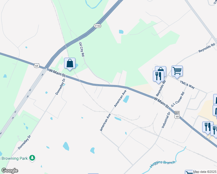 map of restaurants, bars, coffee shops, grocery stores, and more near New Bowling Green Road in Glasgow