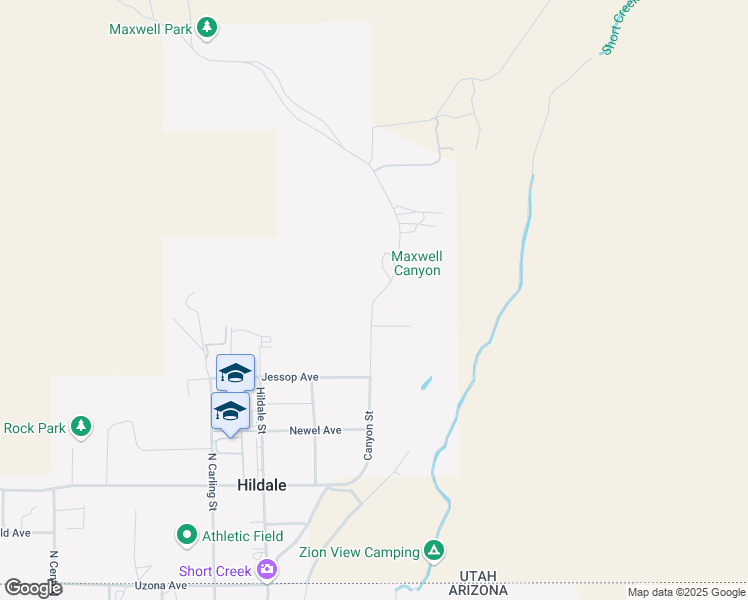 map of restaurants, bars, coffee shops, grocery stores, and more near Canyon Street in Hildale