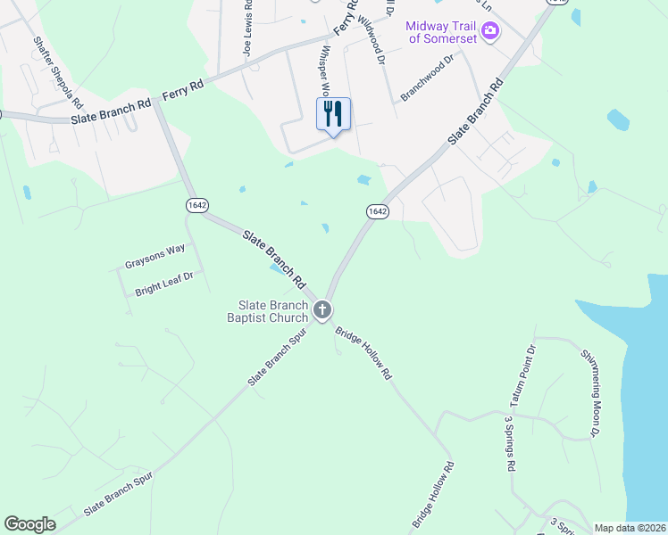 map of restaurants, bars, coffee shops, grocery stores, and more near 2706-3498 Slate Branch Road in Somerset