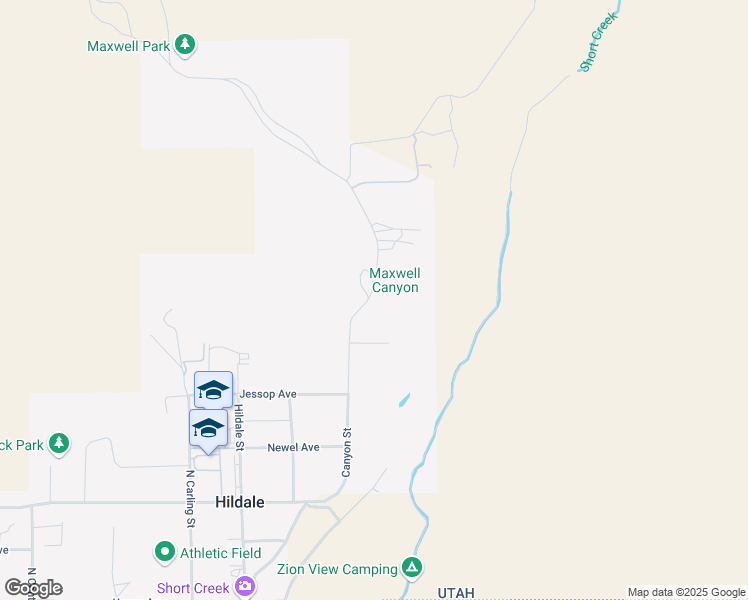 map of restaurants, bars, coffee shops, grocery stores, and more near Canyon Street in Hildale