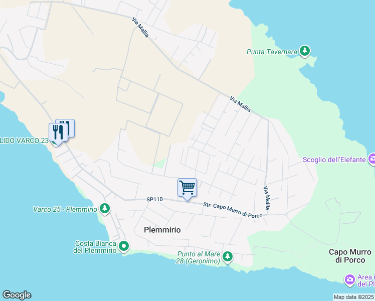 map of restaurants, bars, coffee shops, grocery stores, and more near 30 Via del Cromo in Libero consorzio comunale di Siracusa