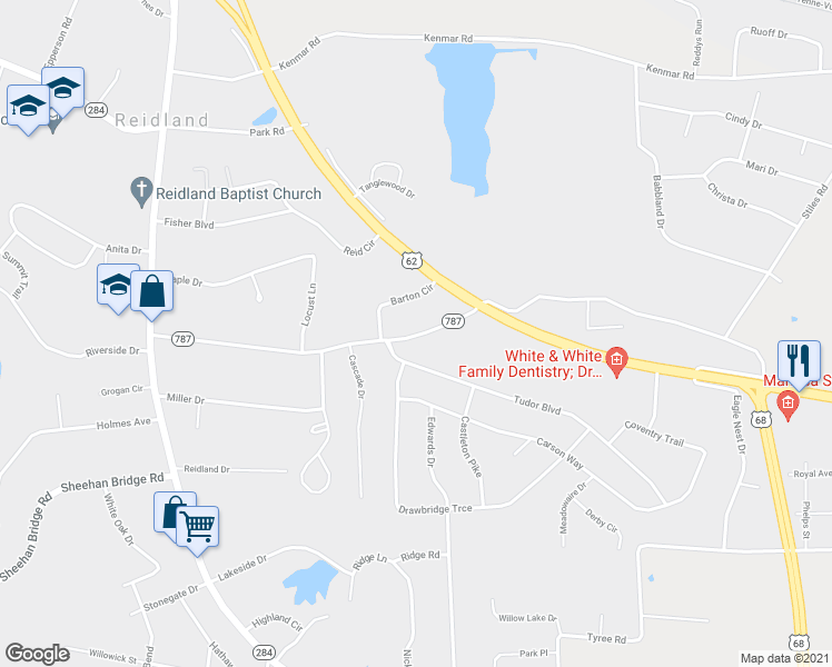 map of restaurants, bars, coffee shops, grocery stores, and more near 329 Calvert Drive in Paducah