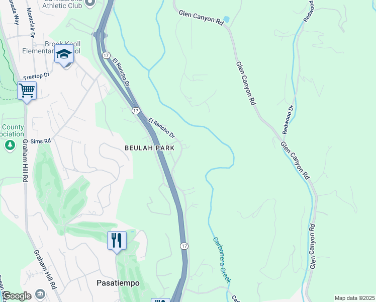 map of restaurants, bars, coffee shops, grocery stores, and more near 1200 El Rancho Drive in Santa Cruz