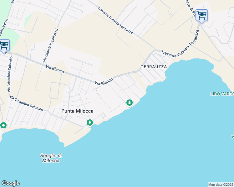 map of restaurants, bars, coffee shops, grocery stores, and more near Via Vasco de Gama in Punta Milocca