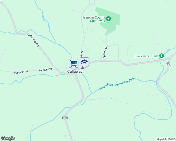 map of restaurants, bars, coffee shops, grocery stores, and more near 8451 Callaway Road in Callaway