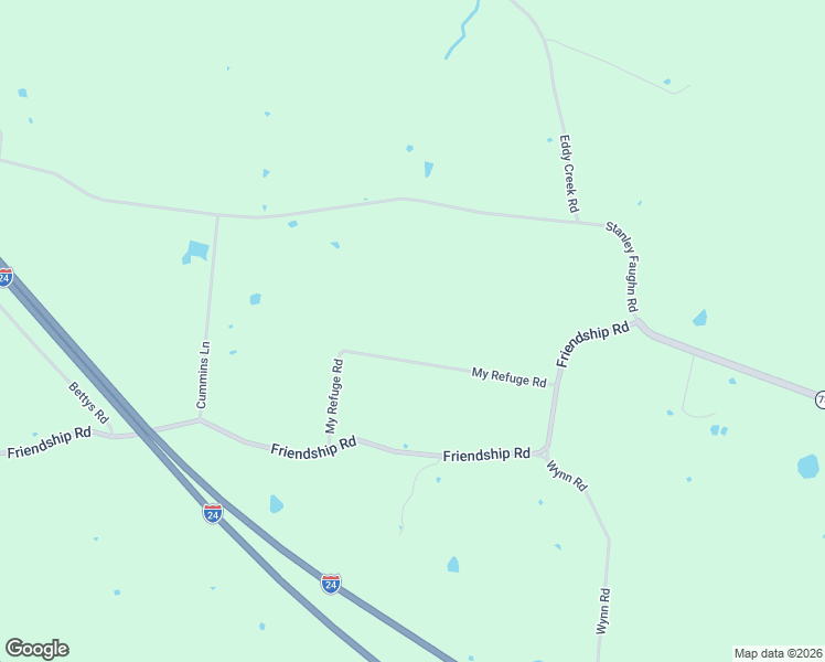 map of restaurants, bars, coffee shops, grocery stores, and more near My Refuge Road in Eddyville