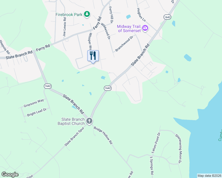 map of restaurants, bars, coffee shops, grocery stores, and more near 2475 Slate Branch Road in Somerset