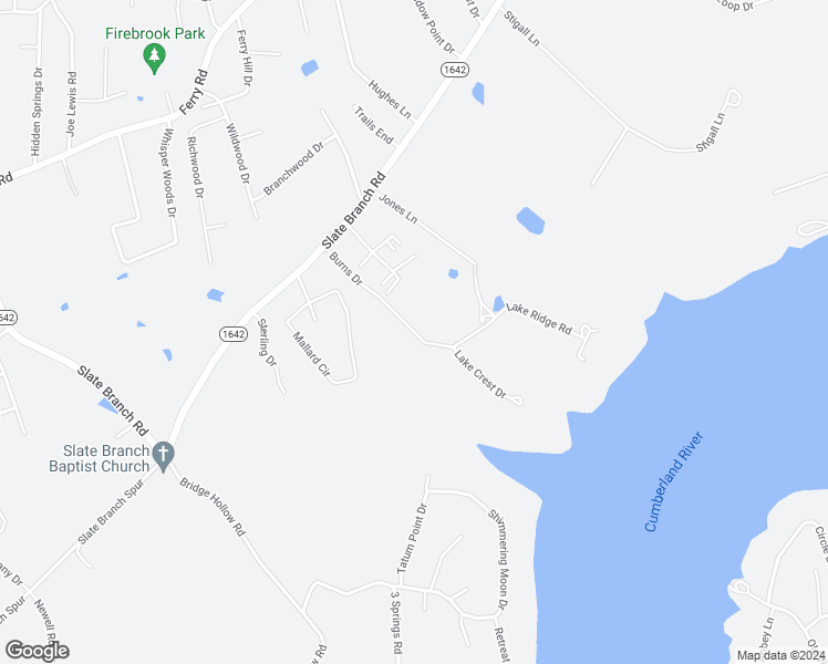map of restaurants, bars, coffee shops, grocery stores, and more near Burns Drive in Pulaski County