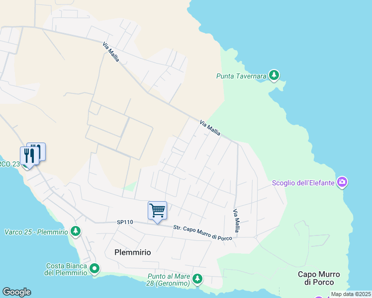 map of restaurants, bars, coffee shops, grocery stores, and more near 6 Via del Ferro in Libero consorzio comunale di Siracusa