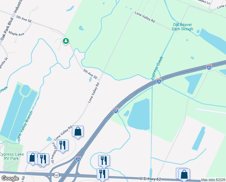 map of restaurants, bars, coffee shops, grocery stores, and more near 1741 Lone Valley Road in Calvert City