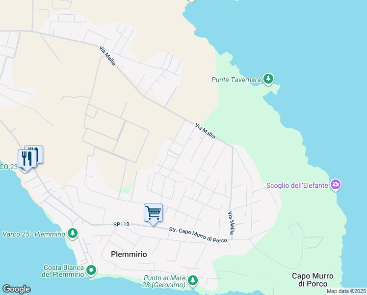 map of restaurants, bars, coffee shops, grocery stores, and more near 6 Via del Ferro in Libero consorzio comunale di Siracusa