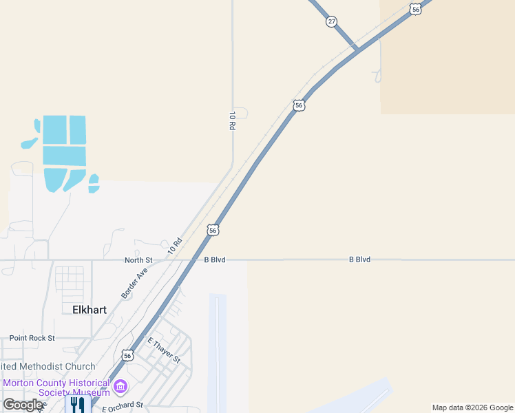 map of restaurants, bars, coffee shops, grocery stores, and more near U.S. 56 in Elkhart