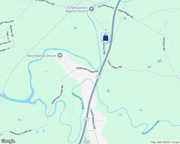 map of restaurants, bars, coffee shops, grocery stores, and more near 117 Robinson Creek Road in Lily