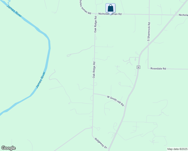 map of restaurants, bars, coffee shops, grocery stores, and more near 1239 Oak Ridge Road in Nixa