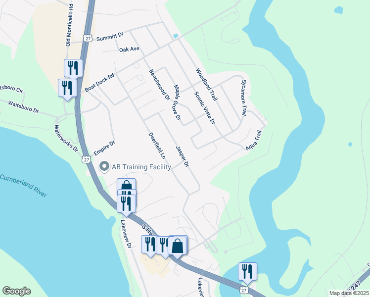 map of restaurants, bars, coffee shops, grocery stores, and more near 5300-5398 Beechwood Drive in Somerset