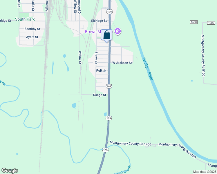 map of restaurants, bars, coffee shops, grocery stores, and more near 100 Madison Street in Coffeyville