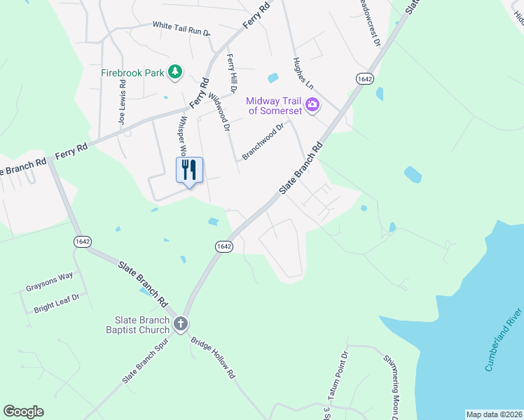 map of restaurants, bars, coffee shops, grocery stores, and more near 2475 Slate Branch Road in Somerset