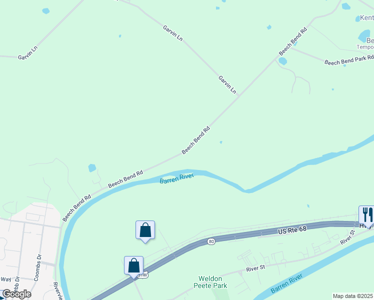 map of restaurants, bars, coffee shops, grocery stores, and more near 798 Beech Bend Road in Bowling Green