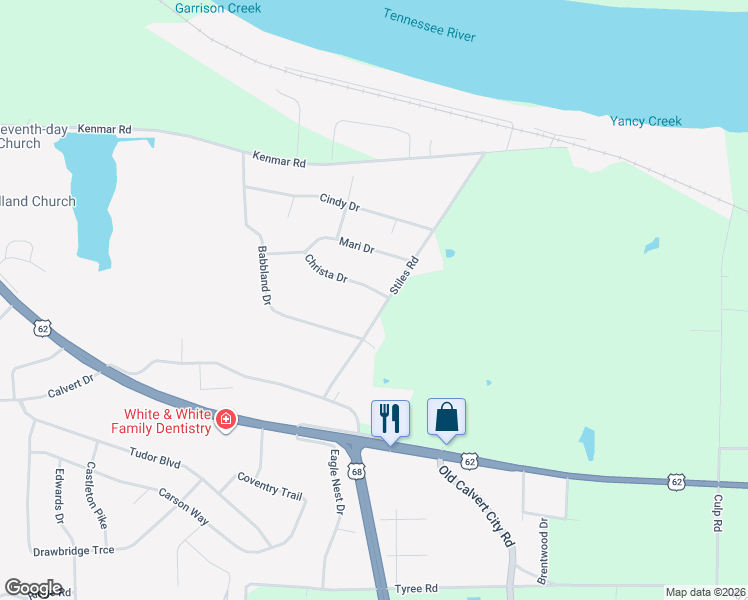 map of restaurants, bars, coffee shops, grocery stores, and more near 225-249 Stiles Road in Paducah