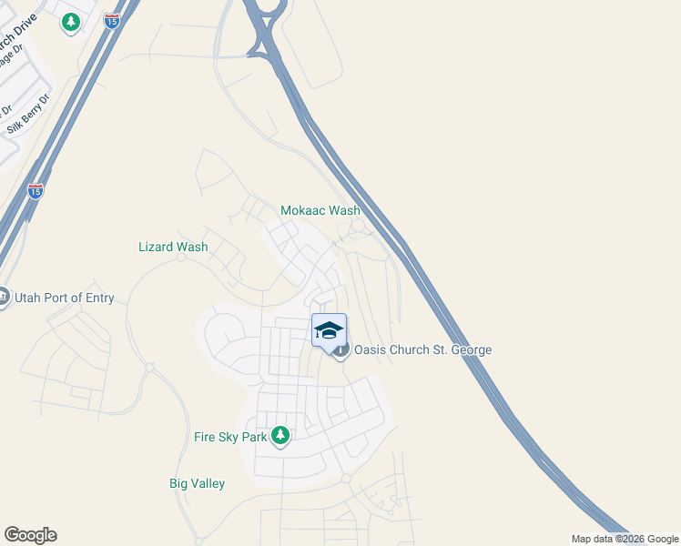 map of restaurants, bars, coffee shops, grocery stores, and more near Southern Parkway in St. George