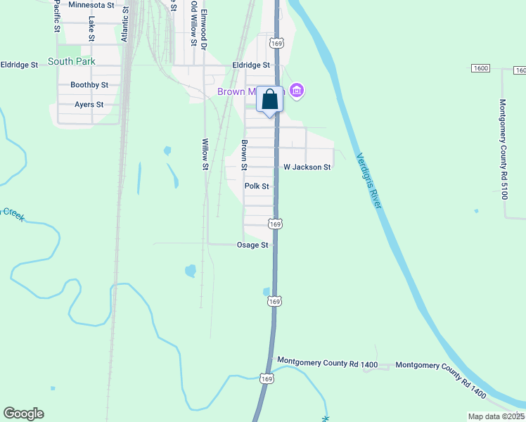 map of restaurants, bars, coffee shops, grocery stores, and more near 100-126 Madison Street in Coffeyville