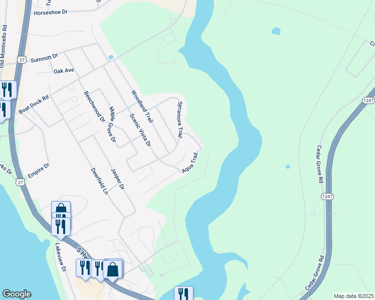 map of restaurants, bars, coffee shops, grocery stores, and more near 99 Augusta Court in Somerset