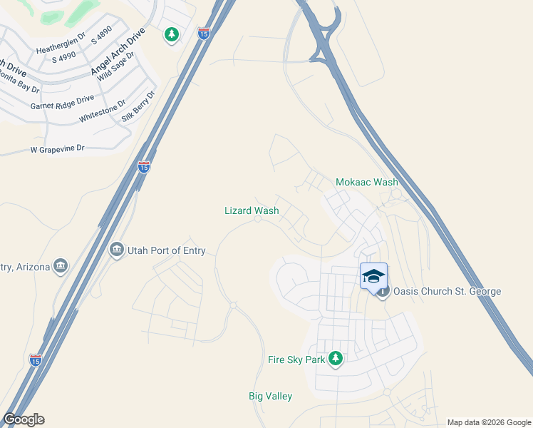 map of restaurants, bars, coffee shops, grocery stores, and more near Southern Parkway in St. George