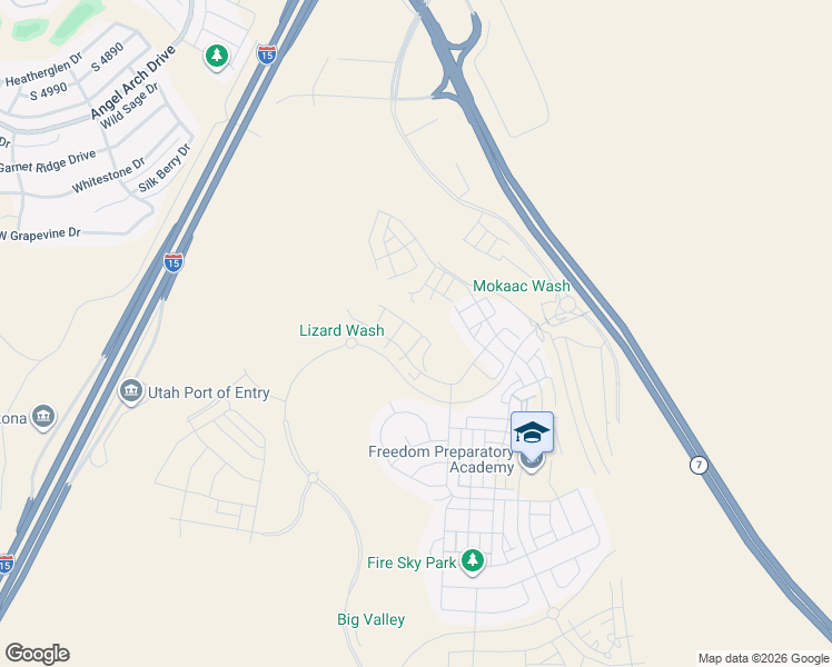 map of restaurants, bars, coffee shops, grocery stores, and more near Southern Parkway in St. George