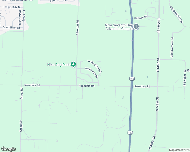 map of restaurants, bars, coffee shops, grocery stores, and more near 416 White Ash Road in Nixa