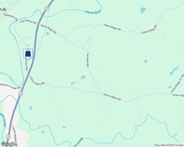 map of restaurants, bars, coffee shops, grocery stores, and more near 479 Vanzant Road in Lily