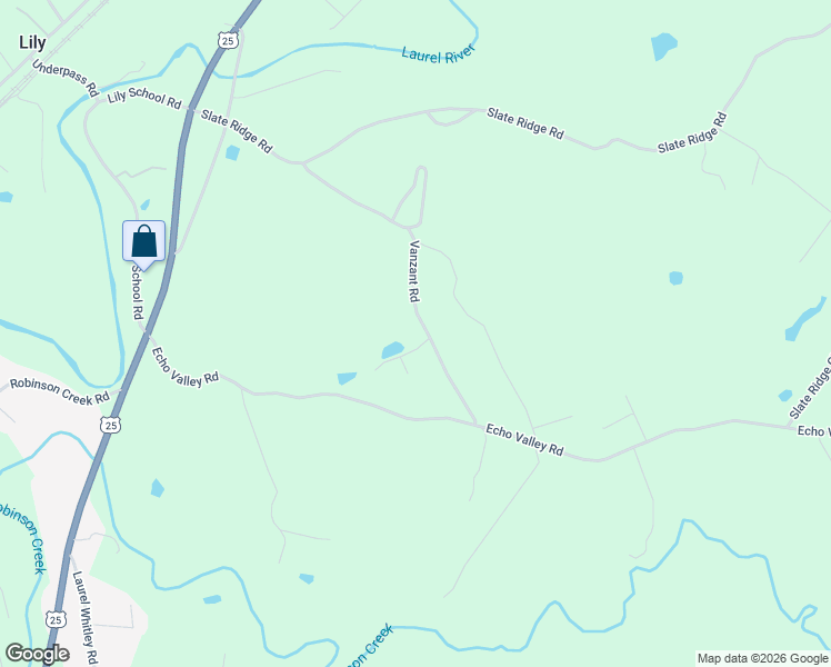 map of restaurants, bars, coffee shops, grocery stores, and more near 479 Vanzant Road in Lily