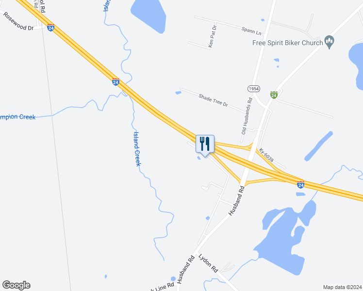 map of restaurants, bars, coffee shops, grocery stores, and more near 3005 Old Husbands Road in Paducah