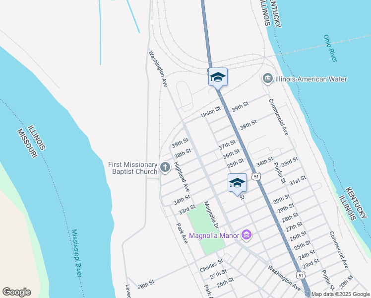 map of restaurants, bars, coffee shops, grocery stores, and more near 600-698 38th Street in Cairo