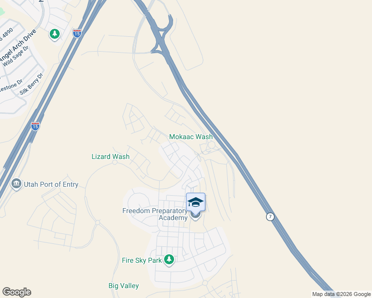 map of restaurants, bars, coffee shops, grocery stores, and more near 5399 South Cerulean Lane in St. George