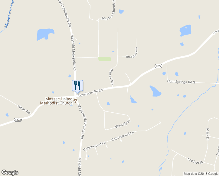 map of restaurants, bars, coffee shops, grocery stores, and more near 5675 Lovelaceville Road in Paducah