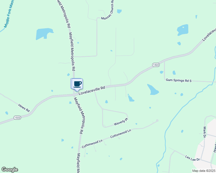 map of restaurants, bars, coffee shops, grocery stores, and more near Lovelaceville Road in Paducah