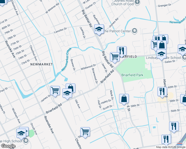 map of restaurants, bars, coffee shops, grocery stores, and more near 19 Hare Road in Hampton