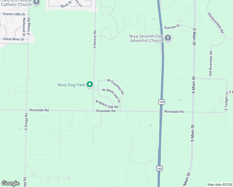 map of restaurants, bars, coffee shops, grocery stores, and more near 416 White Ash Road in Nixa