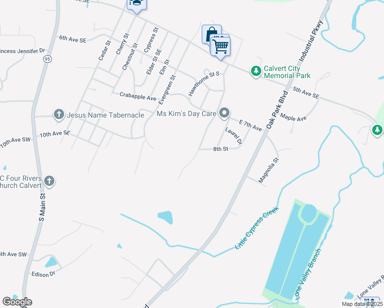 map of restaurants, bars, coffee shops, grocery stores, and more near 776 Hickory Street in Calvert City