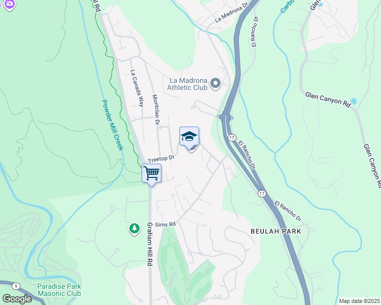 map of restaurants, bars, coffee shops, grocery stores, and more near 151 Brook Knoll Drive in Santa Cruz