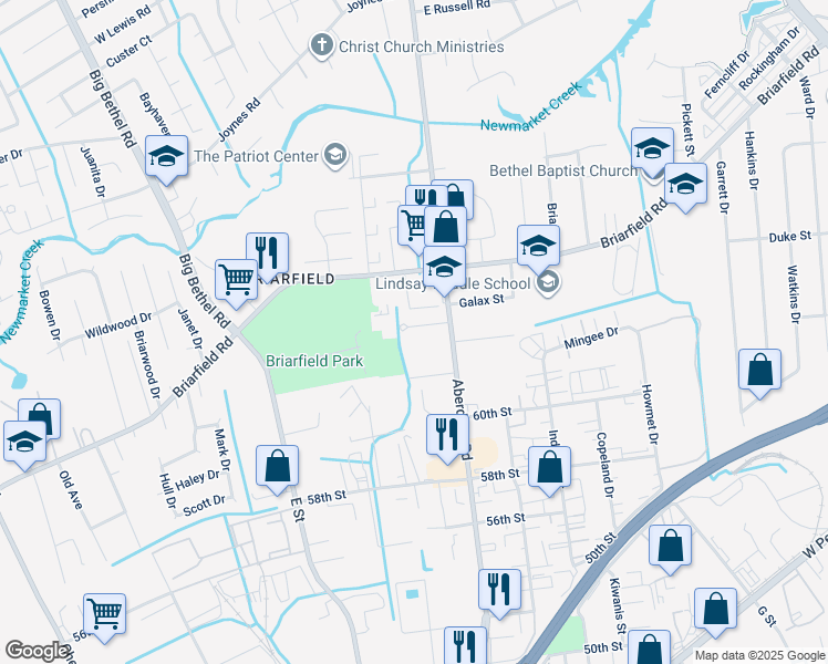 map of restaurants, bars, coffee shops, grocery stores, and more near 31 Stratum Way in Hampton