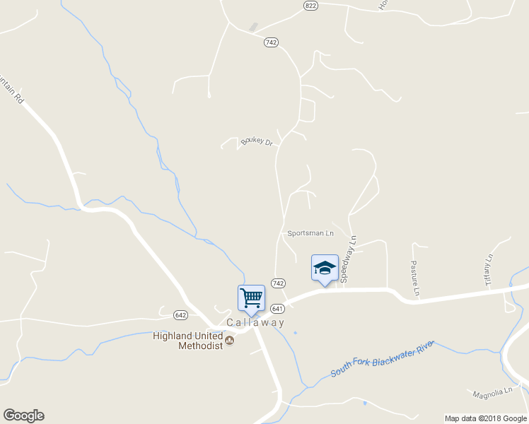 map of restaurants, bars, coffee shops, grocery stores, and more near 231 Bethany Road in Callaway
